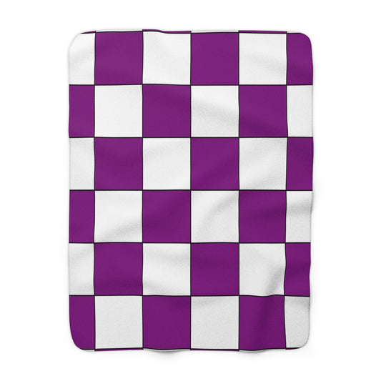 Purple, White Retro Check Blanket Throw