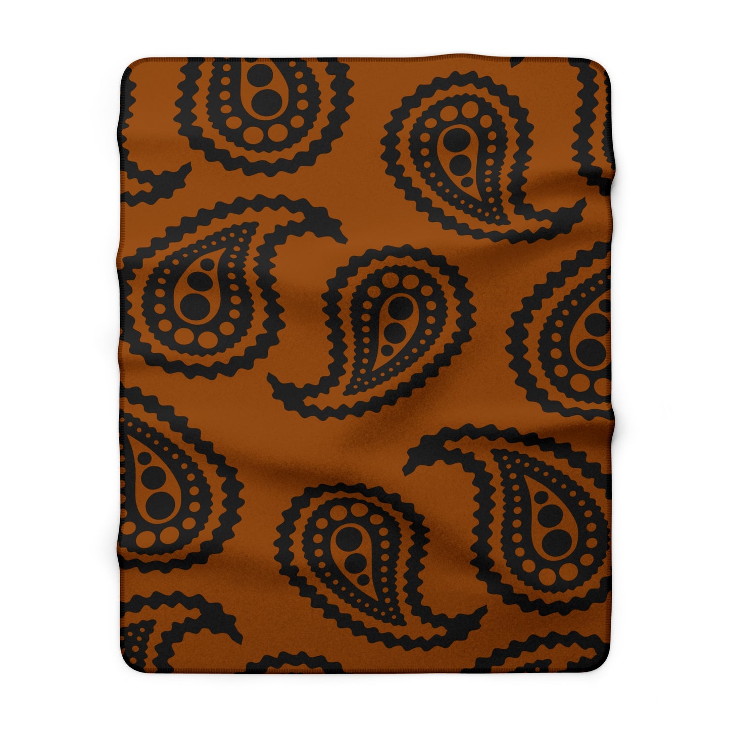 Brown, Black Retro Paisley Blanket Throw