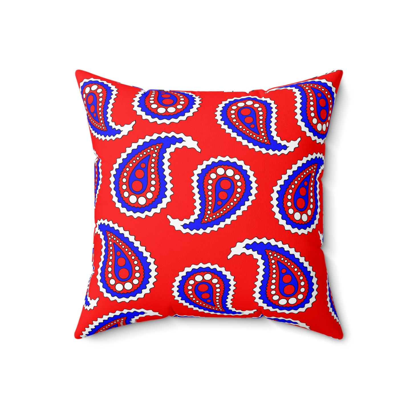 Red, White, Blue Retro Paisley Cushion Pillow