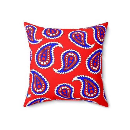Red, White, Blue Retro Paisley Cushion Pillow