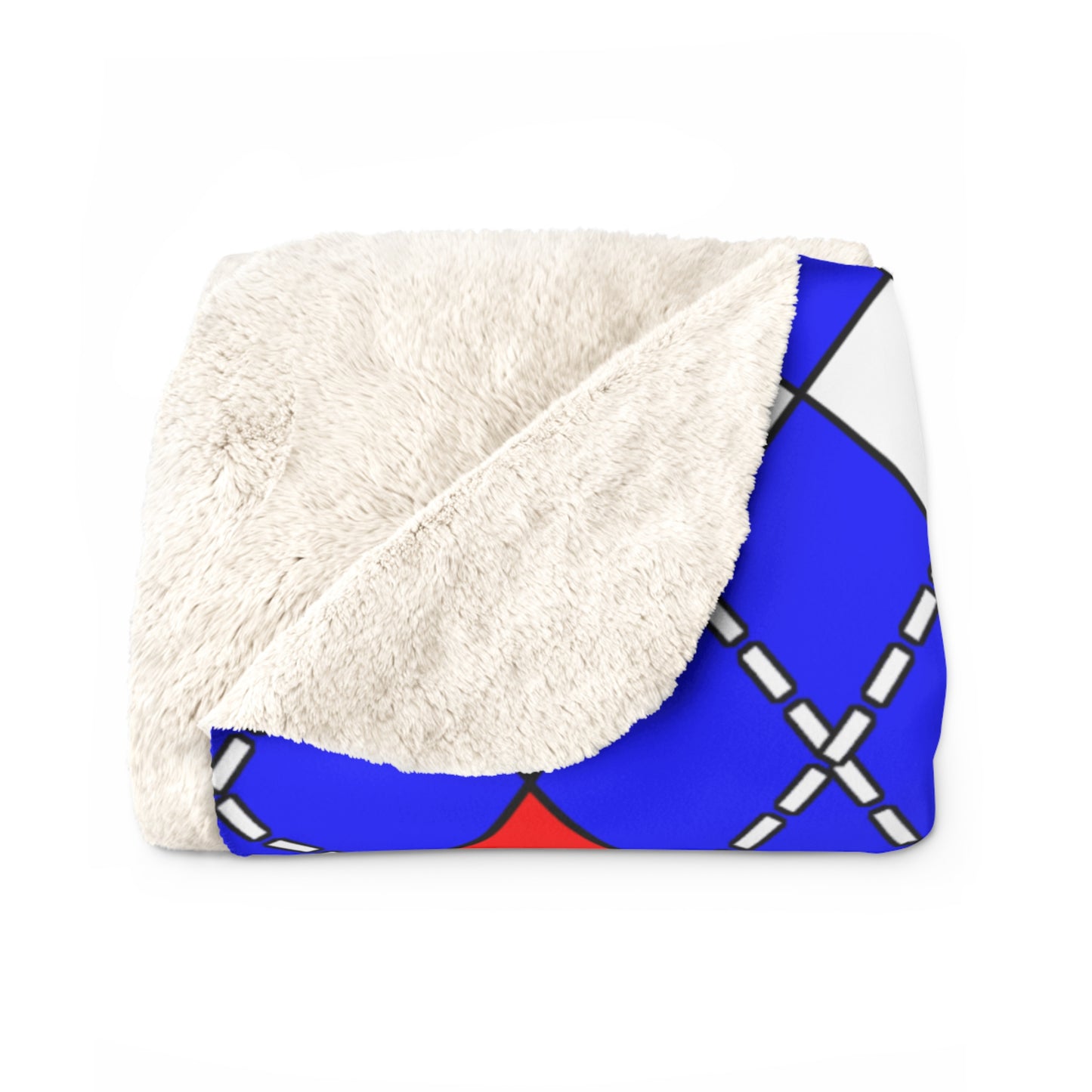 Blue, White, Red Retro Argyle Blanket Throw