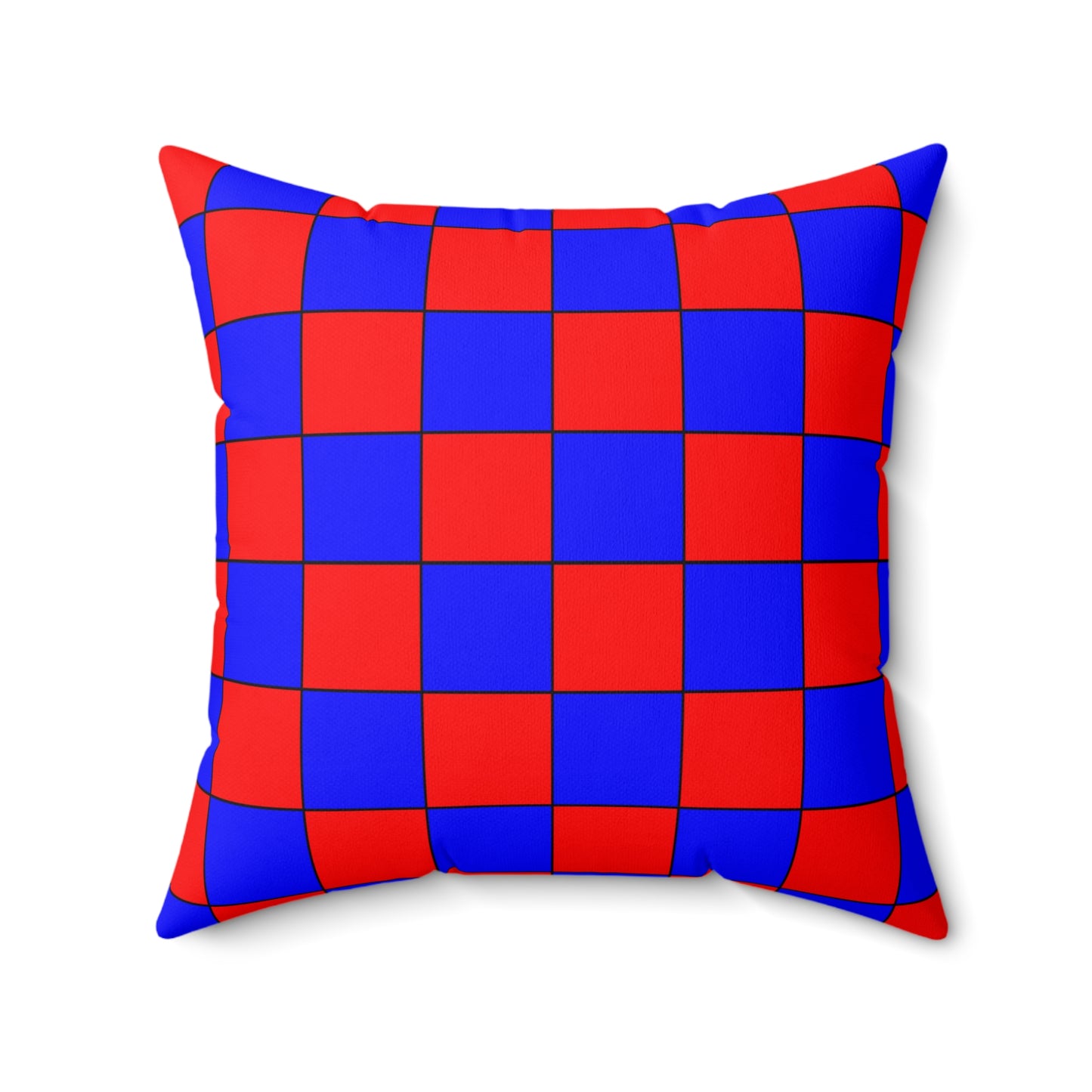 Blue, Red Retro Check Cushion Pillow