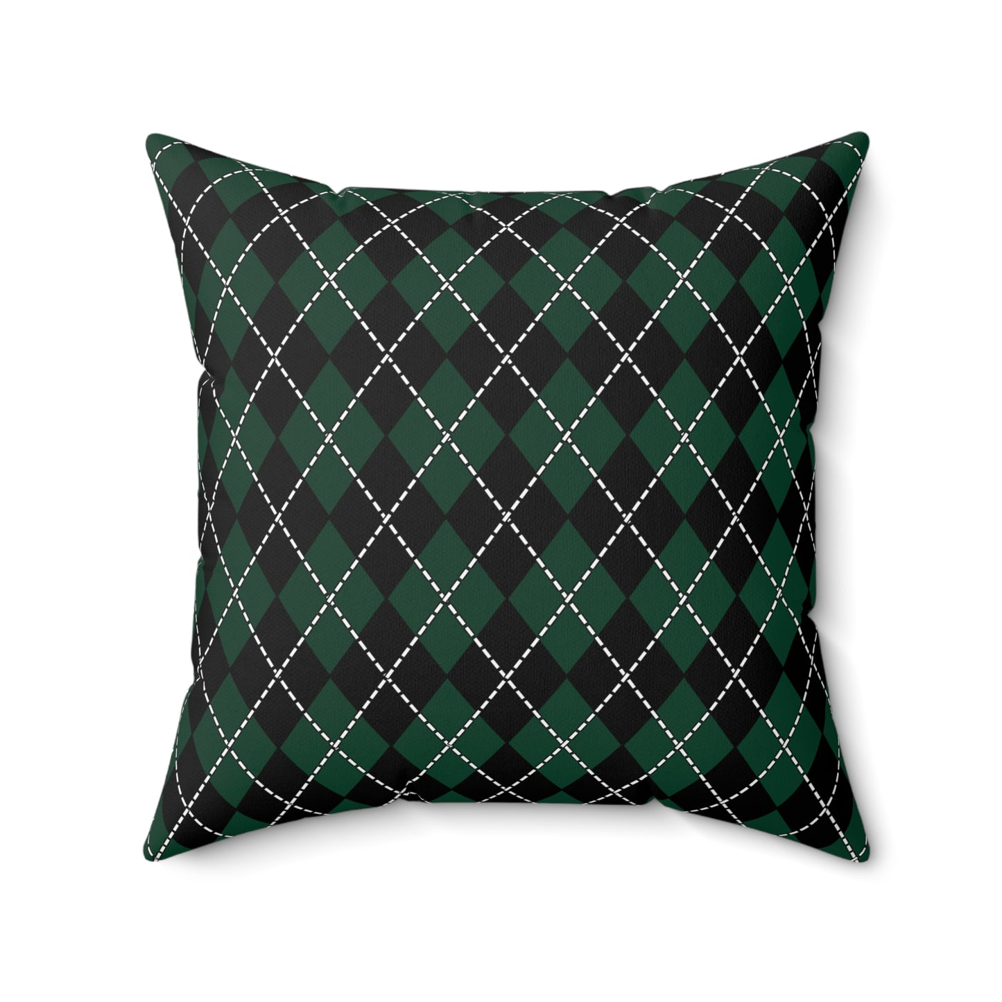Dark Green, Black Retro Argyle Cushion Pillow