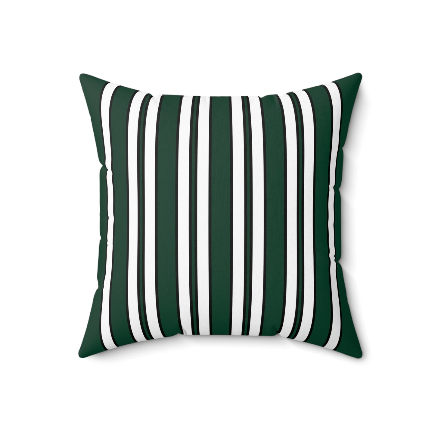 Dark Green, White Retro Stripes Cushion Pillow