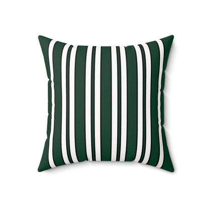 Dark Green, White Retro Stripes Cushion Pillow