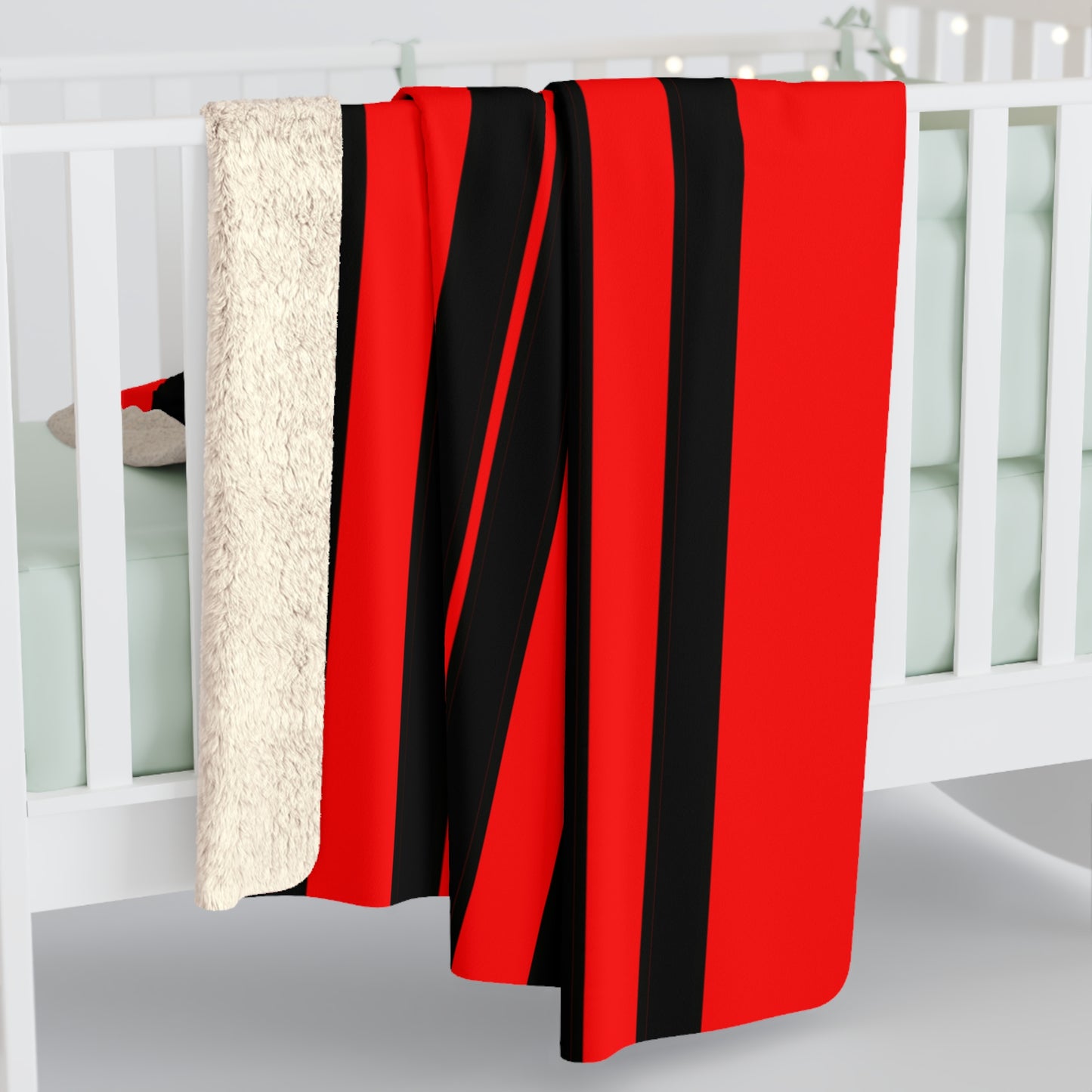 Red, Black Retro Stripes Blanket Throw