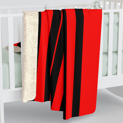 Red, Black Retro Stripes Blanket Throw
