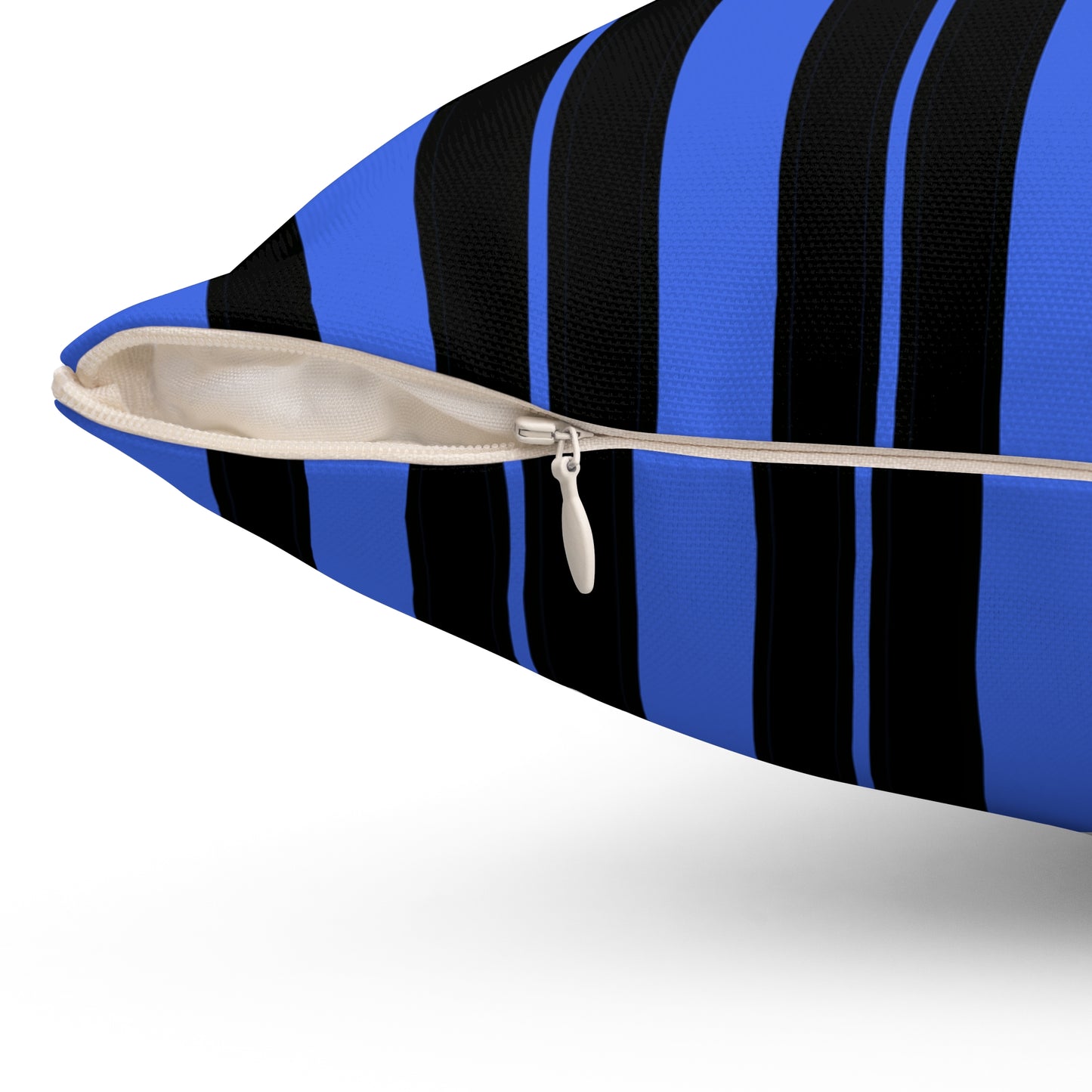Royal Blue, Black Retro Stripes Cushion Pillow