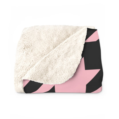 Pink, Black Retro Houndstooth Blanket Throw