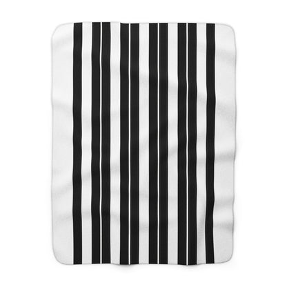 White, Black Retro Stripes Blanket Throw