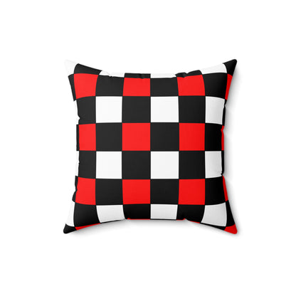 Black, White, Red Retro Check Cushion Pillow