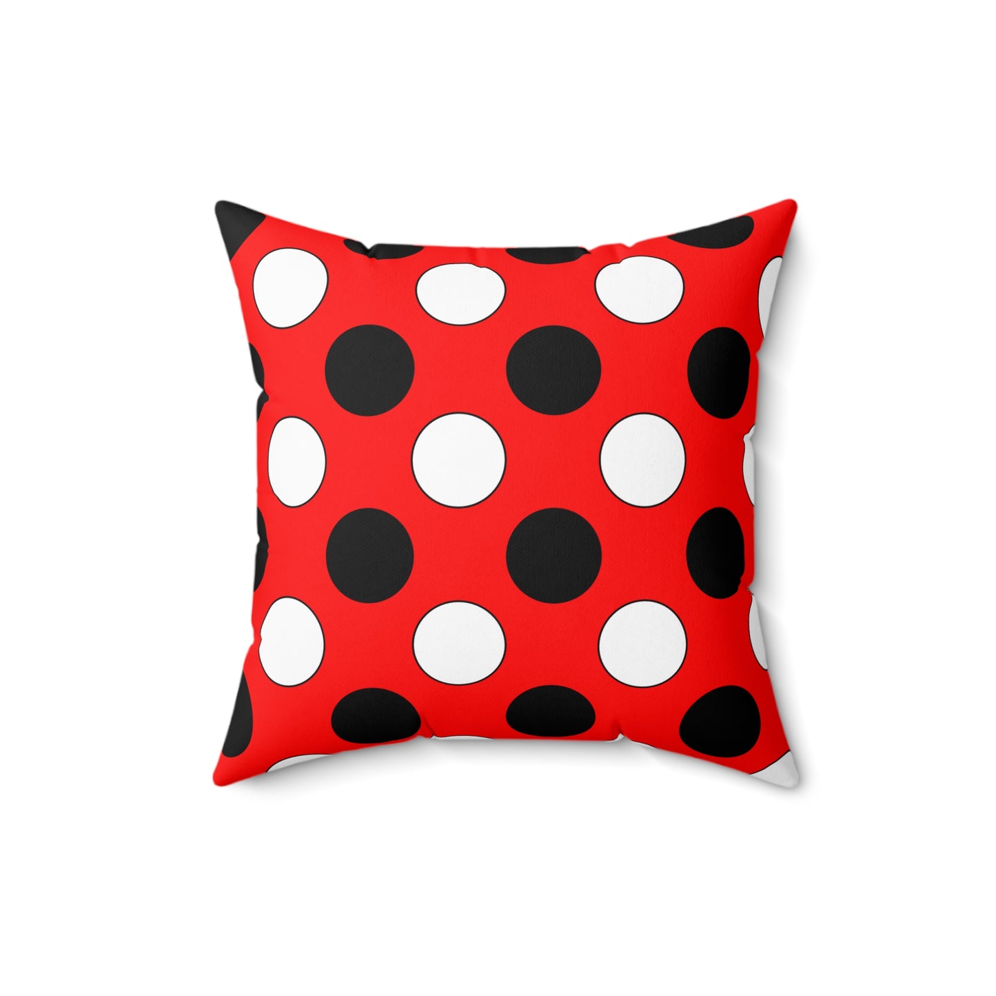 Red, Black, White Retro Polka Dots Cushion Pillow