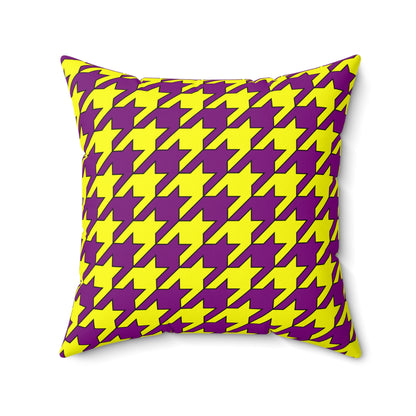 Purple, Yellow Retro Houndstooth Cushion Pillow