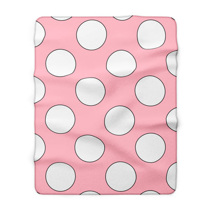 Pink, White Retro Polka Dots Blanket Throw