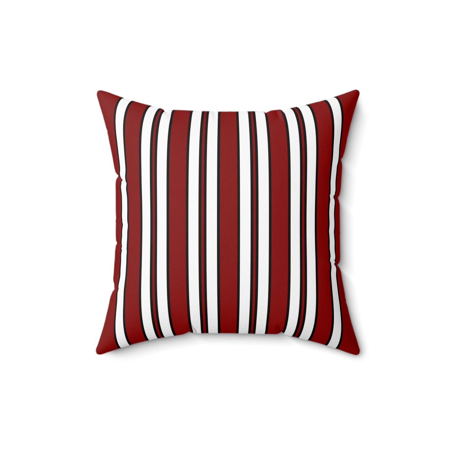 Dark Red, White Retro Stripes Cushion Pillow