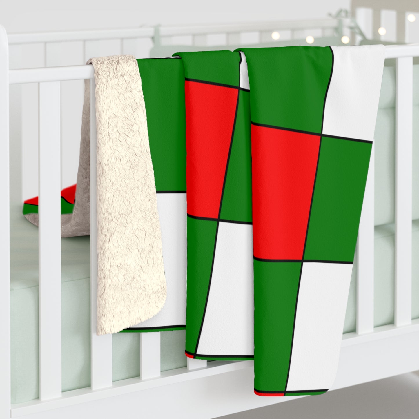 Green, White, Red Retro Check Blanket Throw