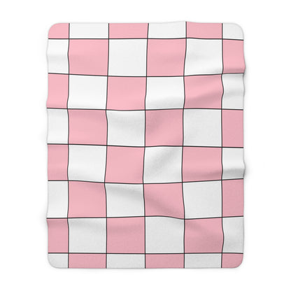 Pink, White Retro Check Blanket Throw