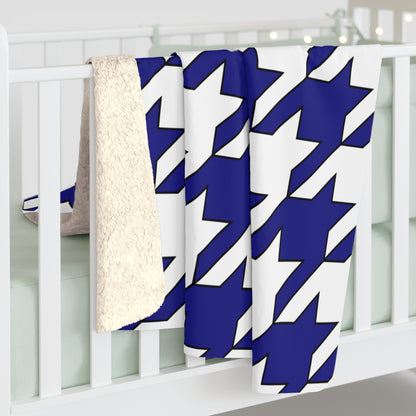Navy Blue, White Retro Houndstooth Blanket Throw
