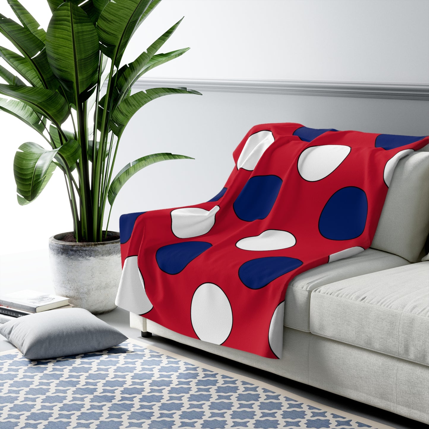 Saint Helena, Ascension And Tristan Da Cunha Retro Polka Dots Blanket Throw