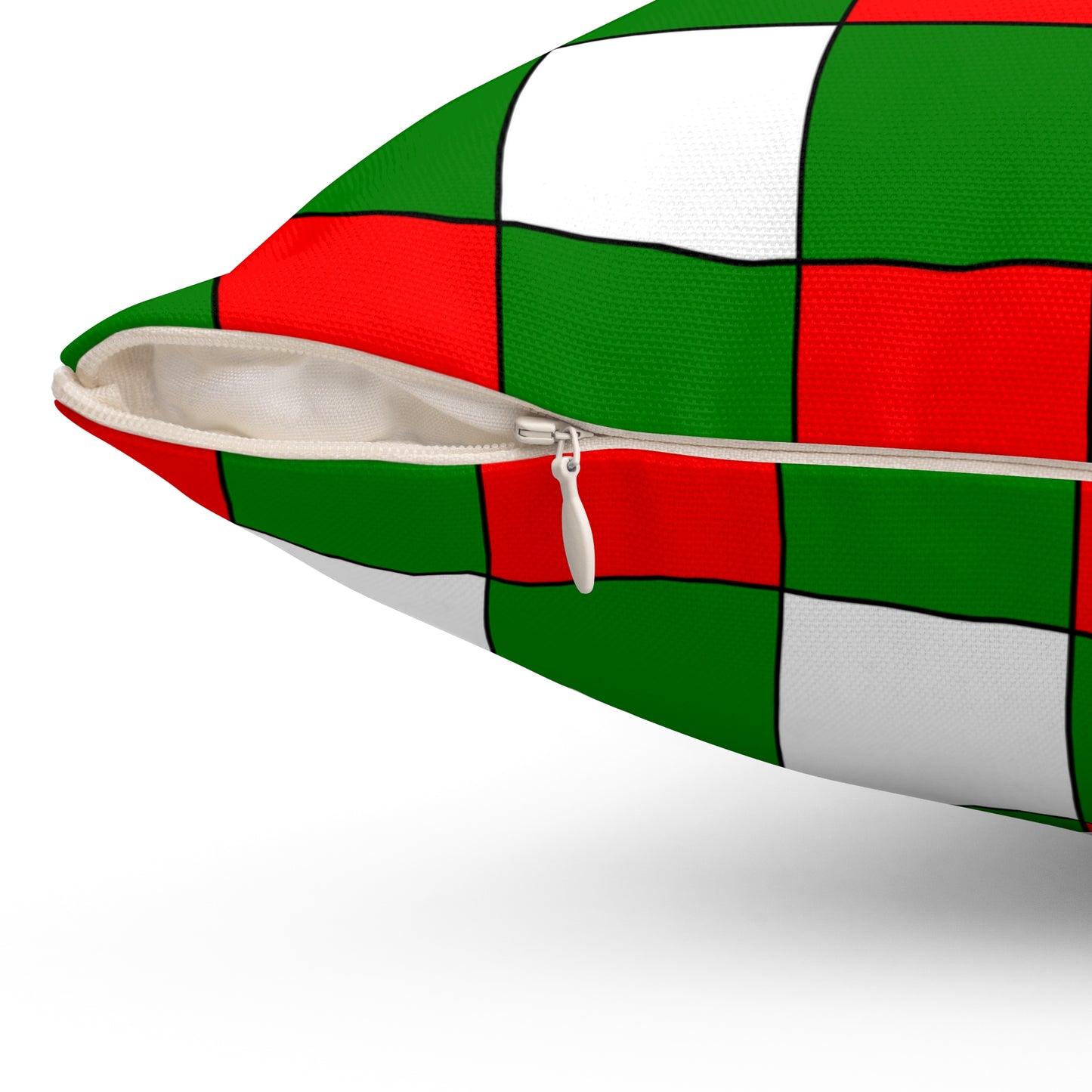 Green, White, Red Retro Check Cushion Pillow