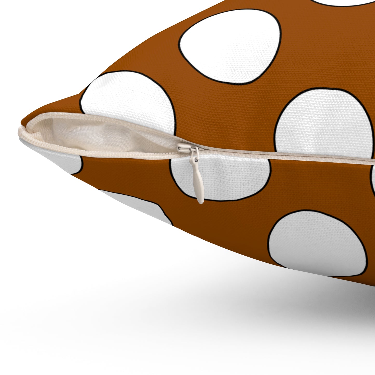 Brown, White Retro Polka Dots Cushion Pillow