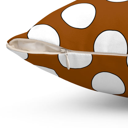 Brown, White Retro Polka Dots Cushion Pillow