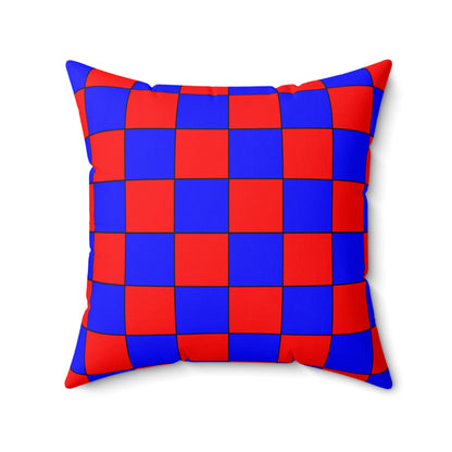 Red, Blue Retro Check Cushion Pillow
