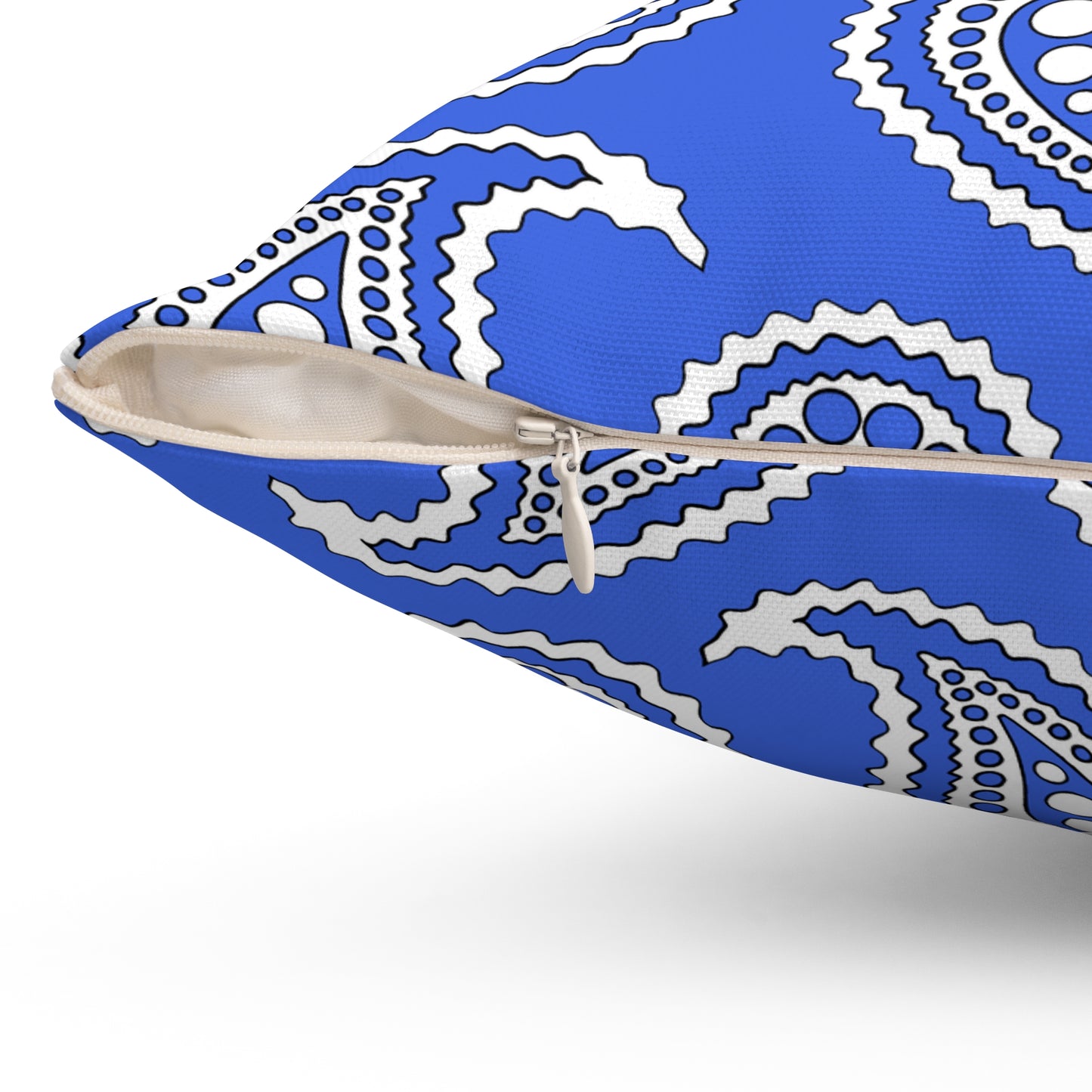 Royal Blue, White Retro Paisley Cushion Pillow