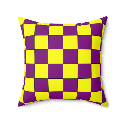Purple, Yellow Retro Check Cushion Pillow