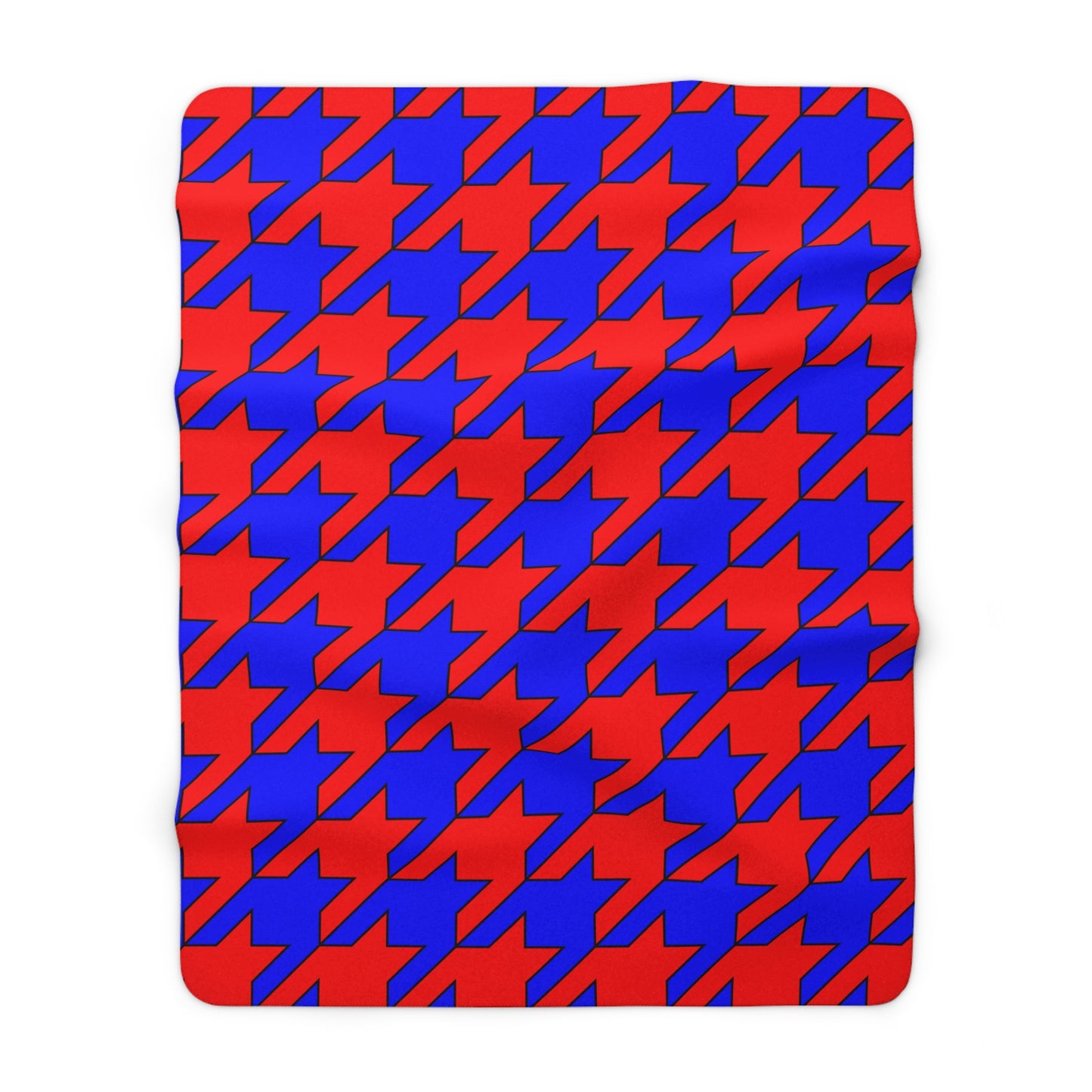 Blue, Red Retro Houndstooth Blanket Throw