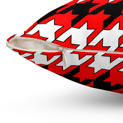 Red, Black, White Retro Houndstooth Cushion Pillow