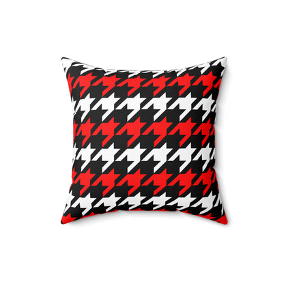 Black, White, Red Retro Houndstooth Cushion Pillow
