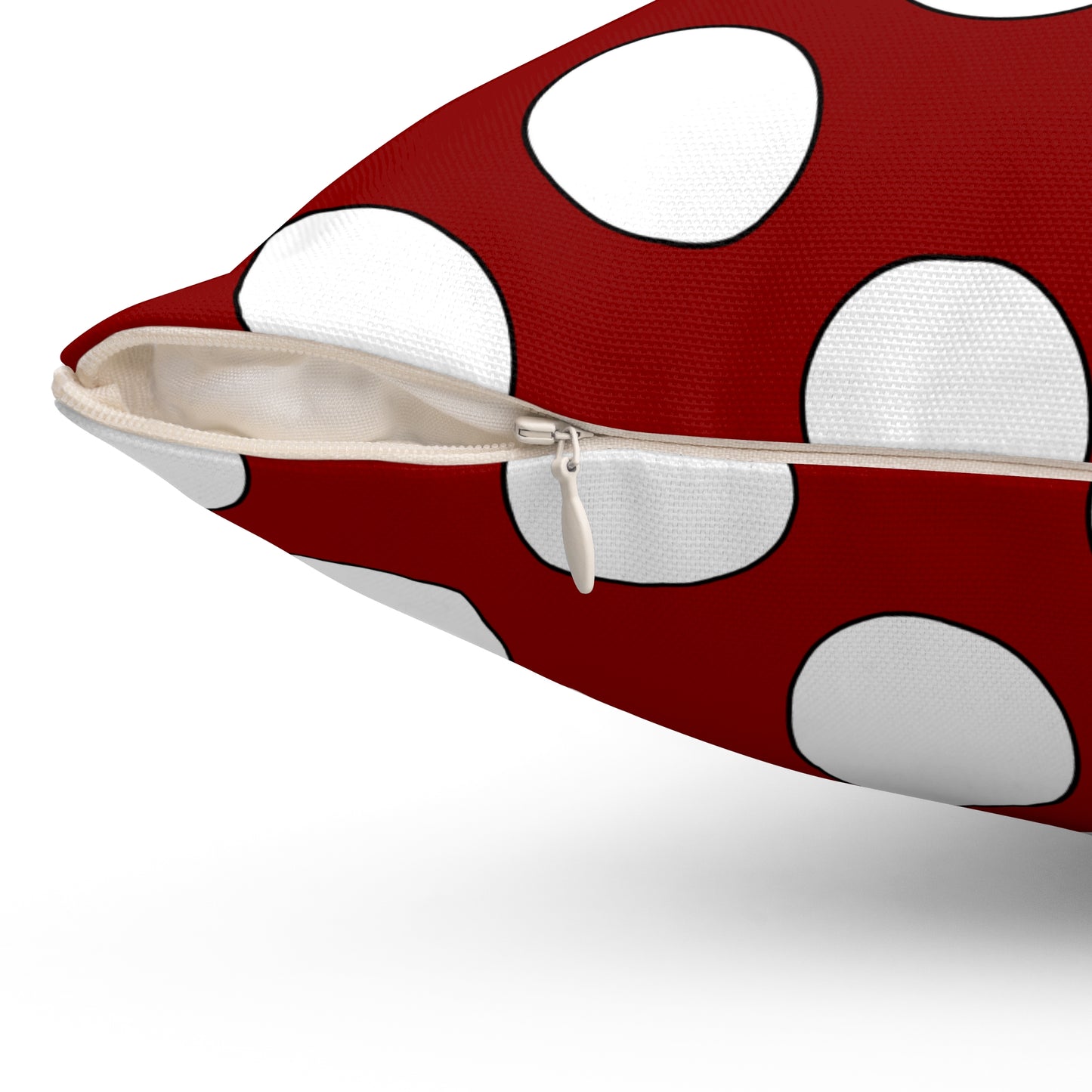 Dark Red, White Retro Polka Dots Cushion Pillow