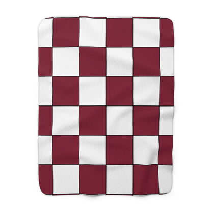 Claret, White Retro Check Blanket Throw
