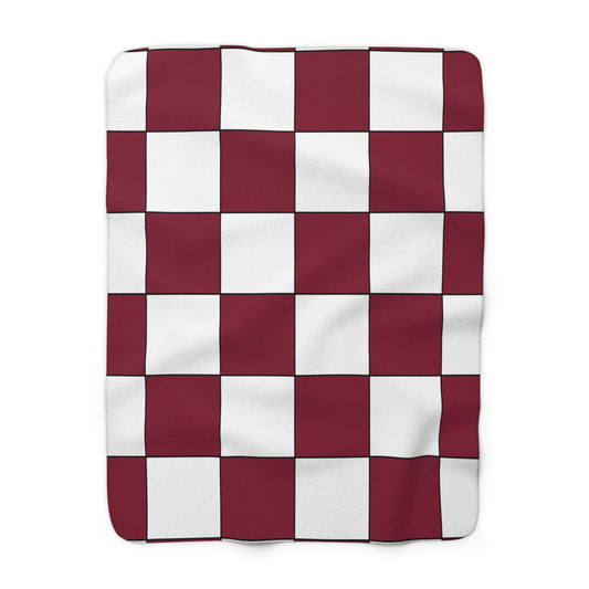Claret, White Retro Check Blanket Throw