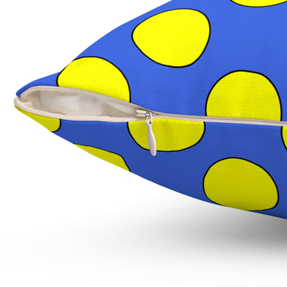 Royal Blue, Yellow Retro Polka Dots Cushion Pillow