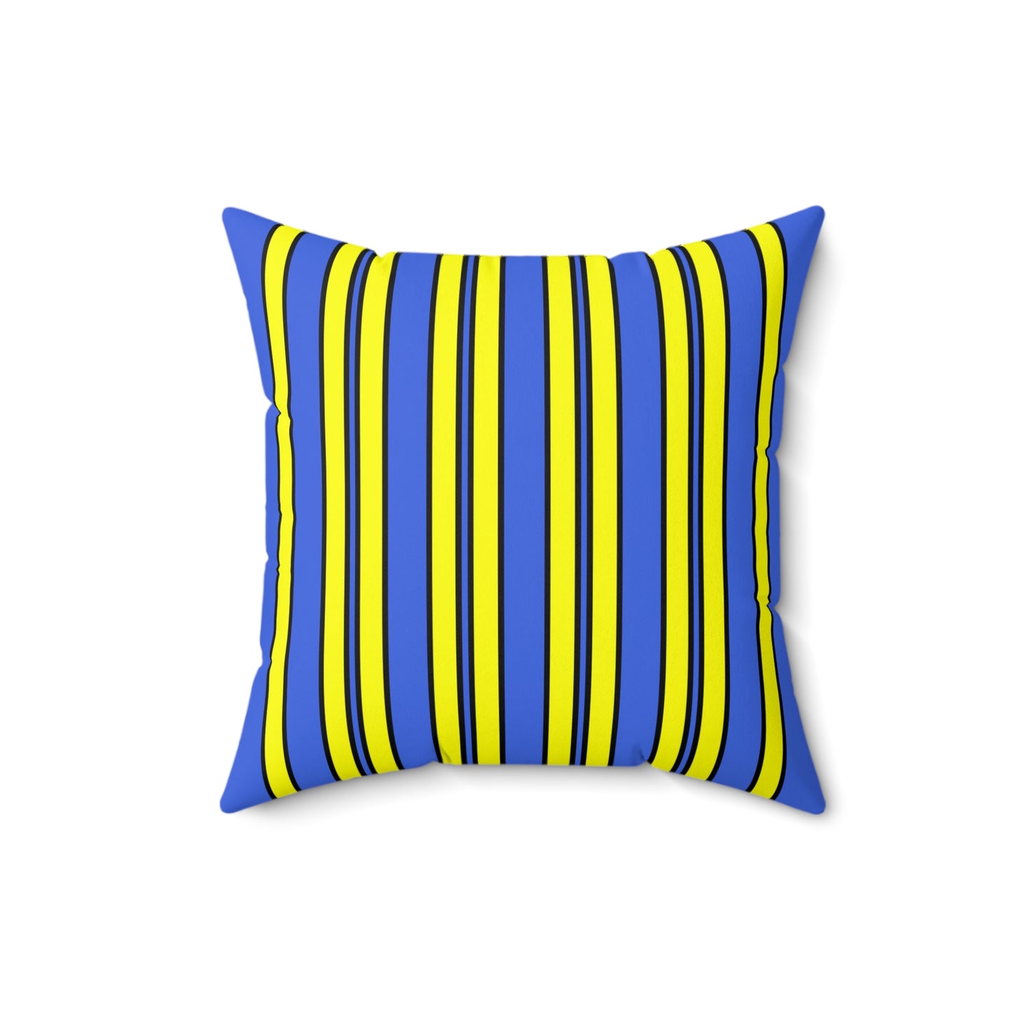 Royal Blue, Yellow Retro Stripes Cushion Pillow