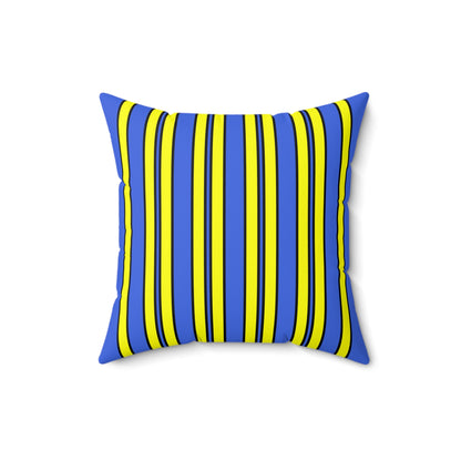 Royal Blue, Yellow Retro Stripes Cushion Pillow