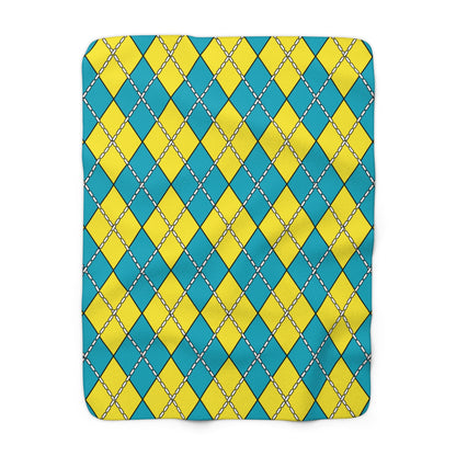 Kazakhstan Retro Argyle Blanket Throw
