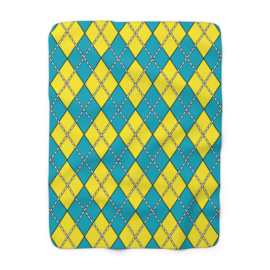 Kazakhstan Retro Argyle Blanket Throw