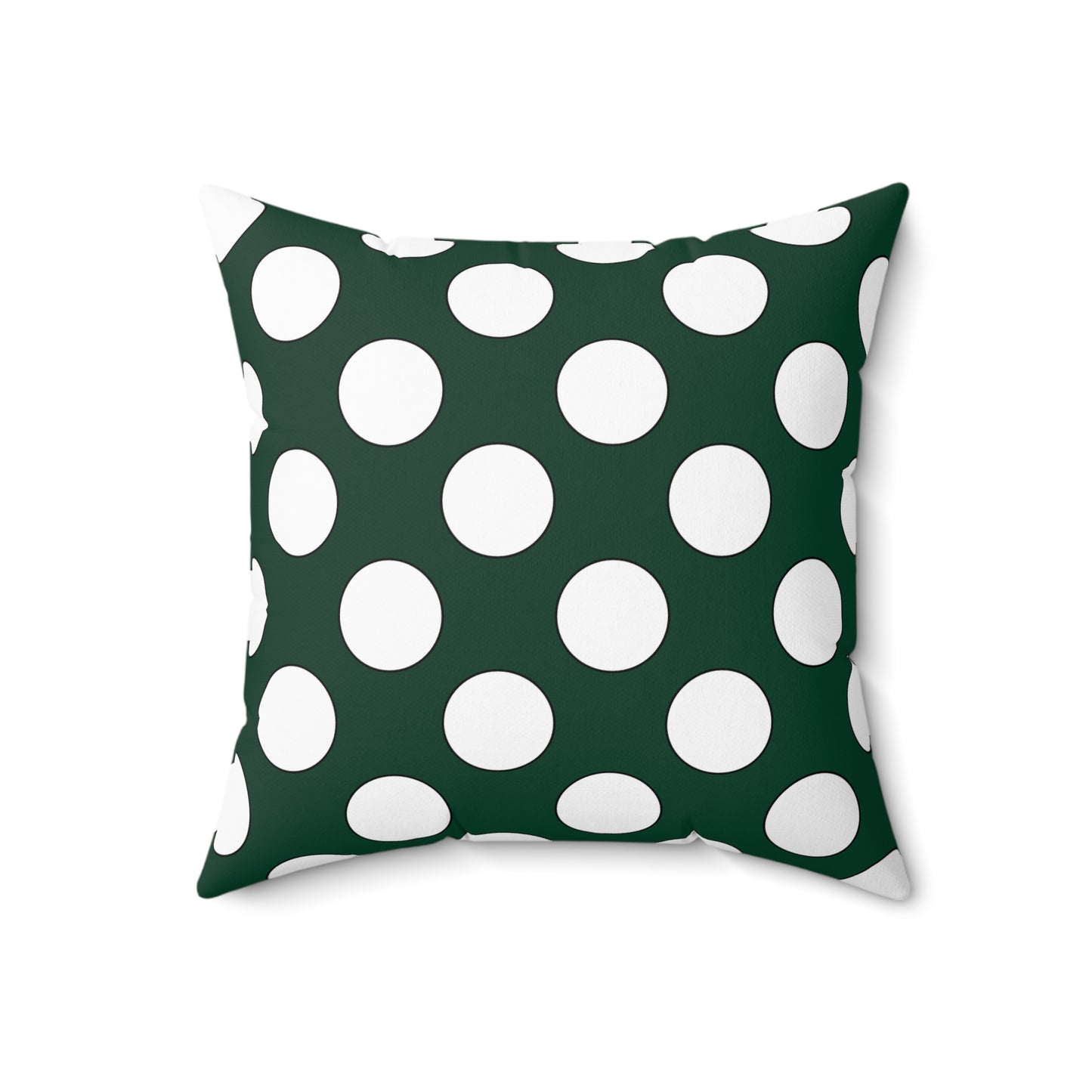 Dark Green, White Retro Polka Dots Cushion Pillow
