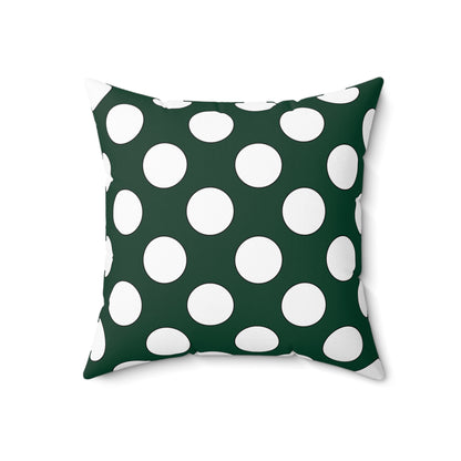 Dark Green, White Retro Polka Dots Cushion Pillow