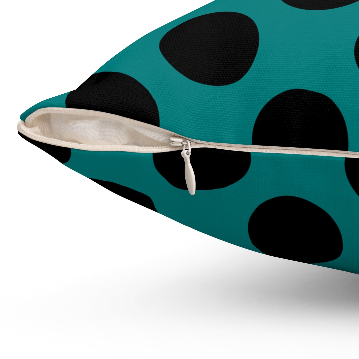 Teal, Black Retro Polka Dots Cushion Pillow