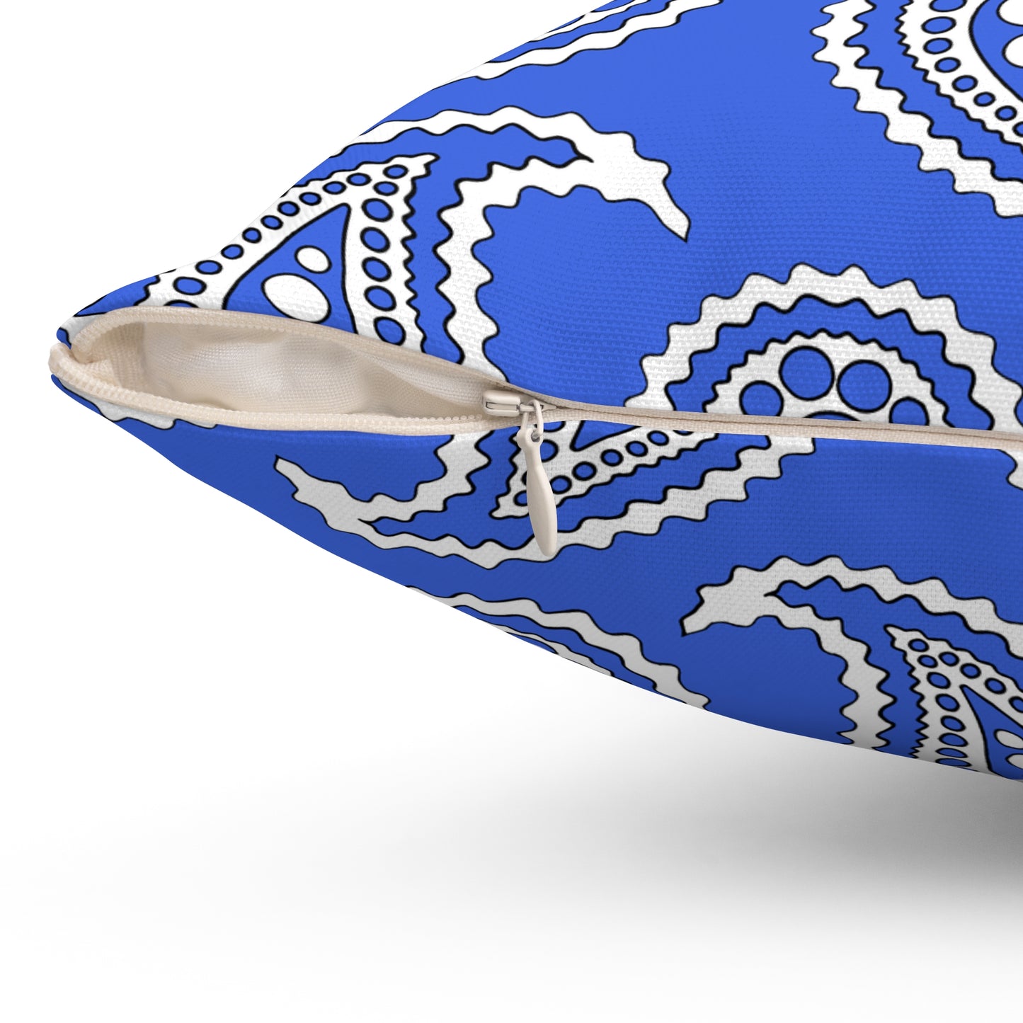 Royal Blue, White Retro Paisley Cushion Pillow