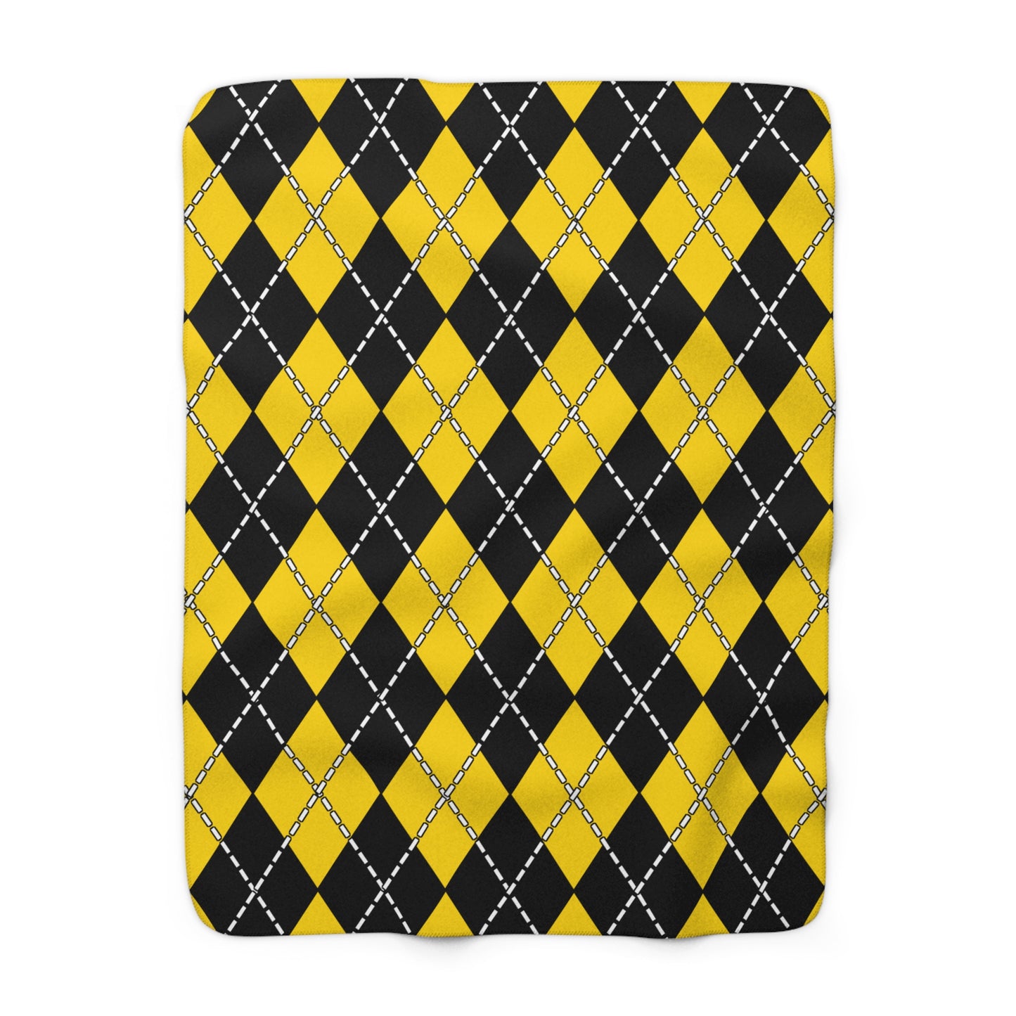 Gold, Black Retro Argyle Blanket Throw
