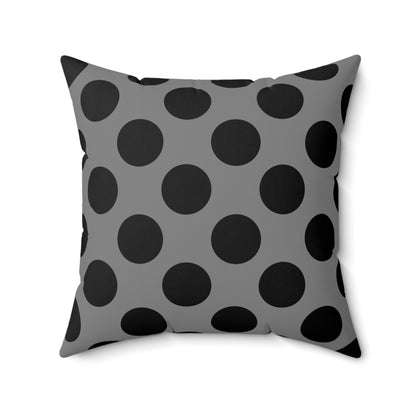 Grey, Black Retro Polka Dots Cushion Pillow