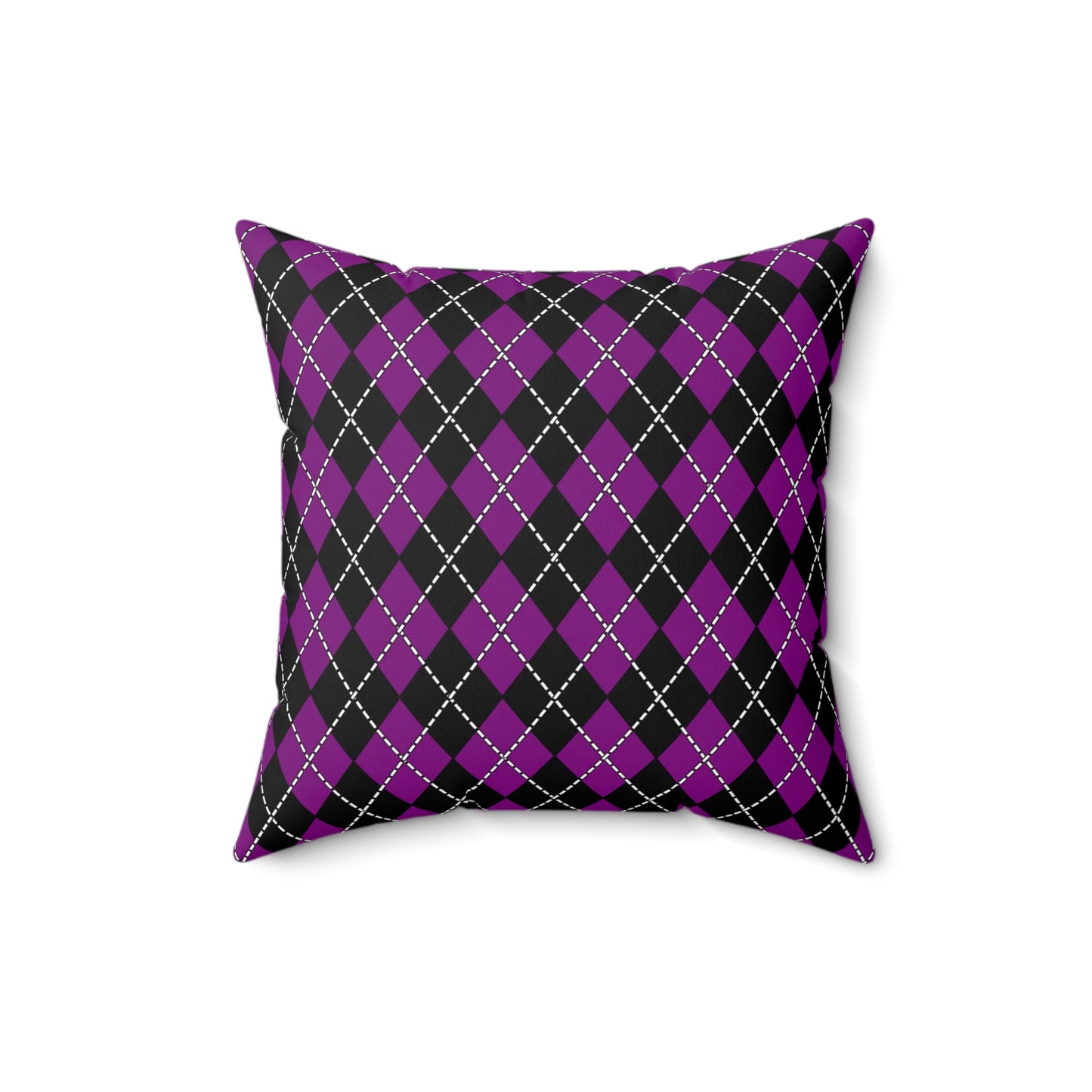 Purple, Black Retro Argyle Cushion Pillow