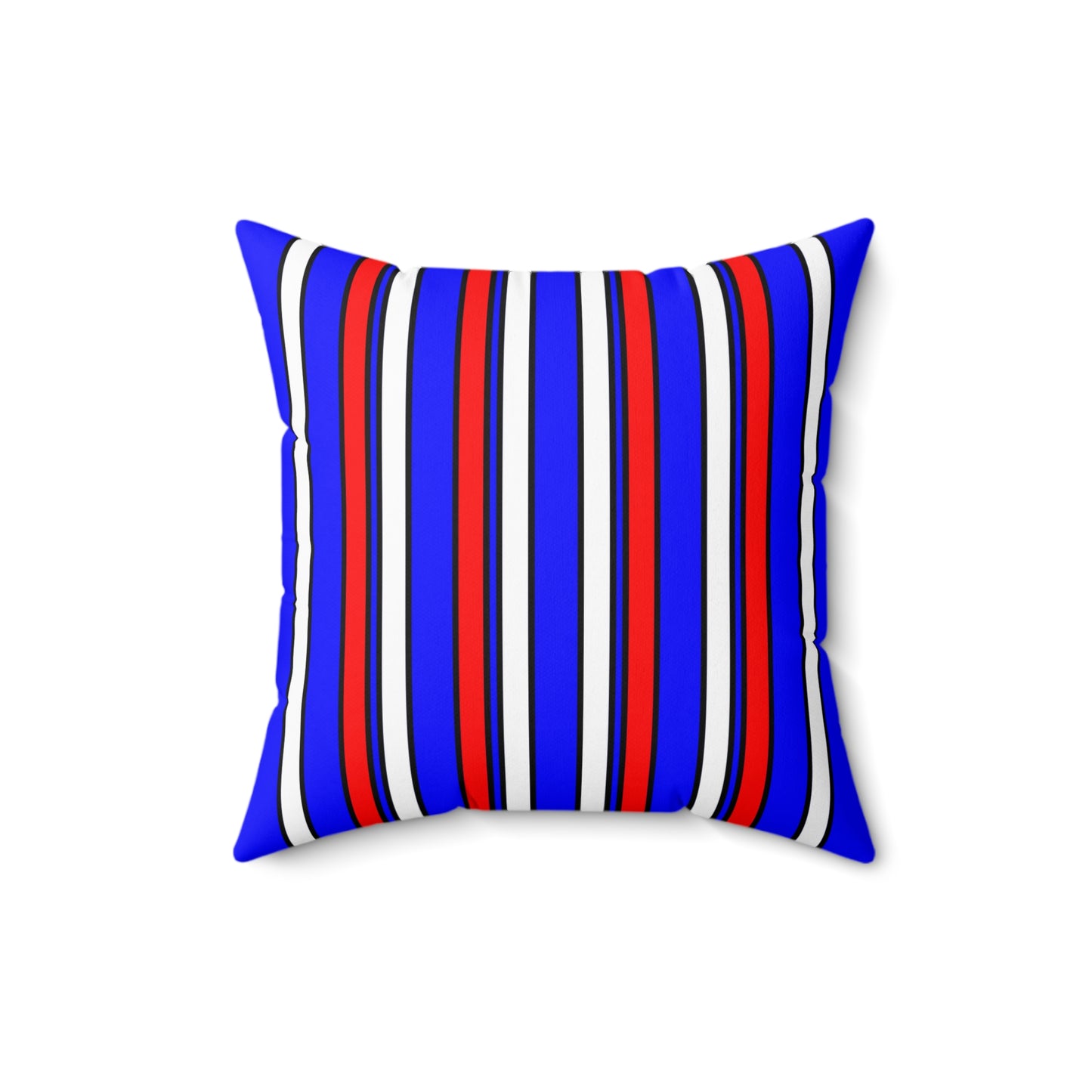 Blue, White, Red Retro Stripes Cushion Pillow