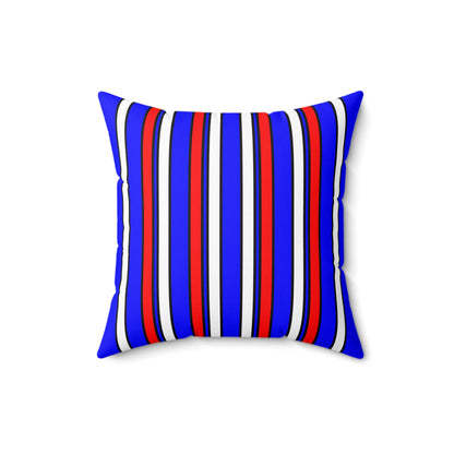 Blue, White, Red Retro Stripes Cushion Pillow
