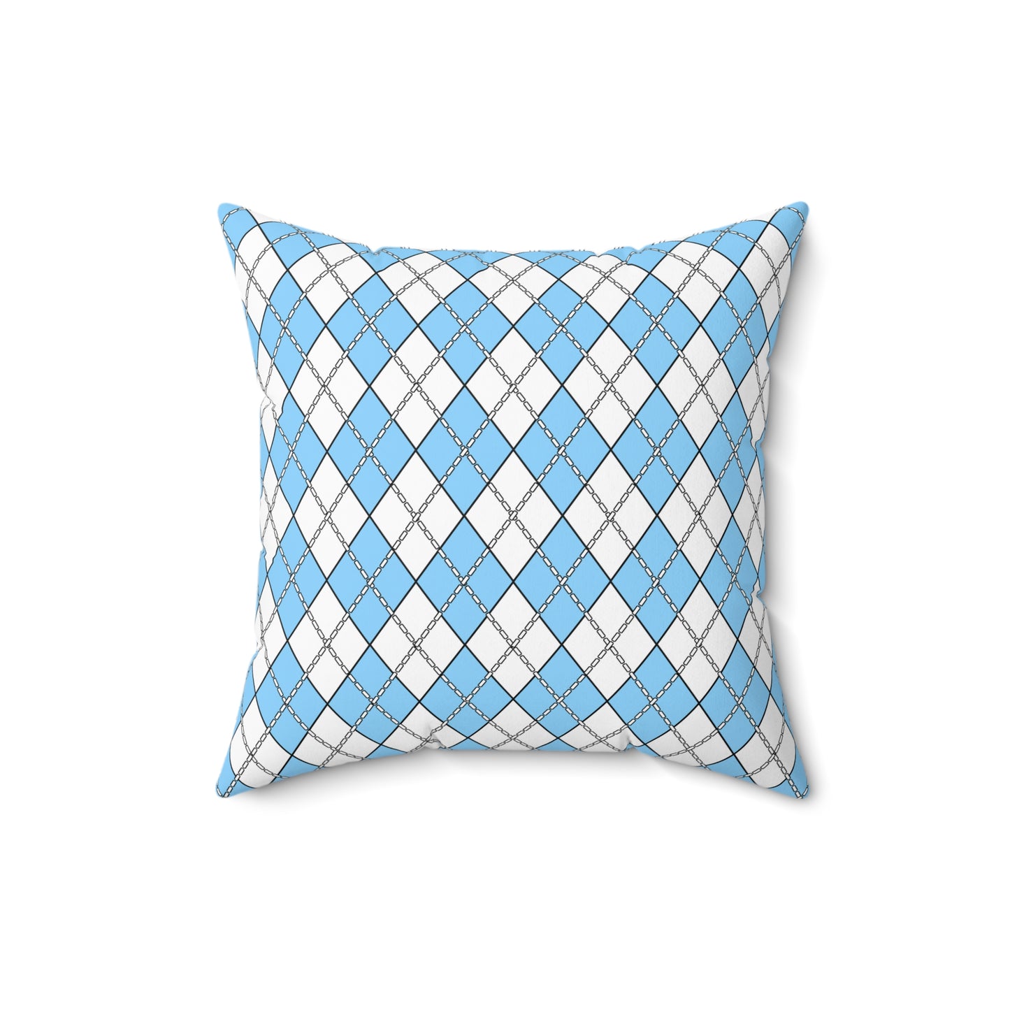 Light Blue, White Retro Argyle Cushion Pillow